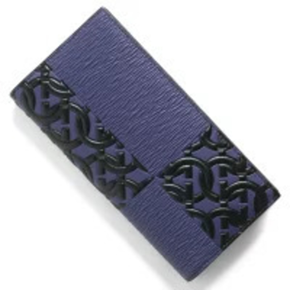 Salvatore Ferragamo Long Wallet Gancini Monogram Golfo Blue Black SALVATORE